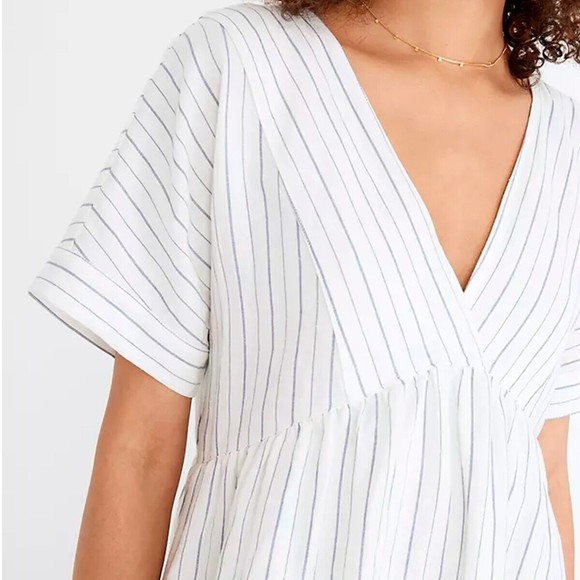 Madewell White Striped V-Neck Dress - Picture 3 of 9
